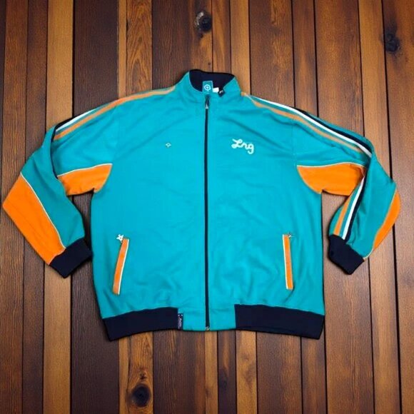 LRG Lifted Research Group Track Jacket Mens 3XL Teal Orange Full Zip Colorblock - Picture 8 of 8